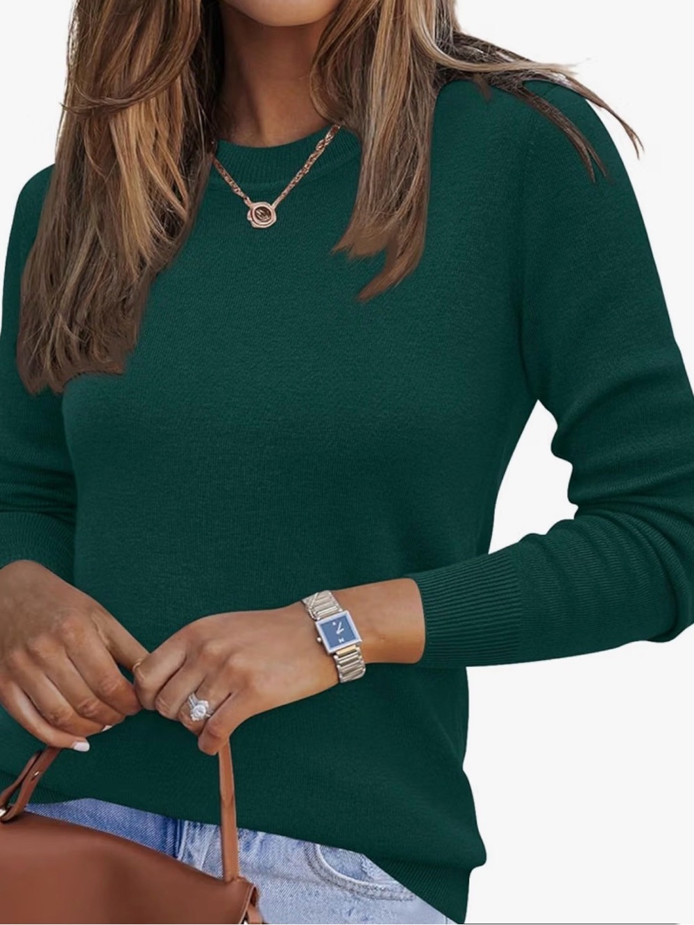 Women’s Crewneck Sweater in Dark Green